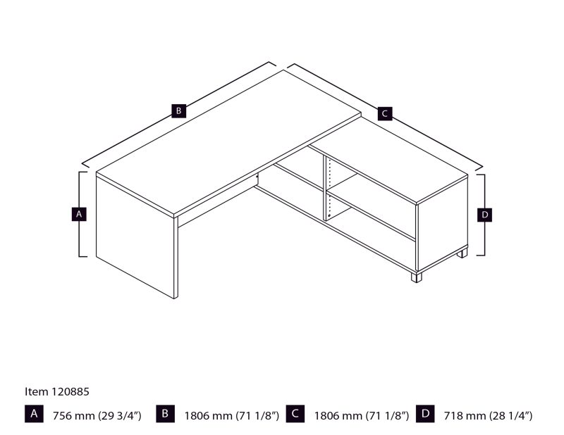 Modern L-Shaped Desk in Bark Gray & White with Integrated Shelves - Image 4
