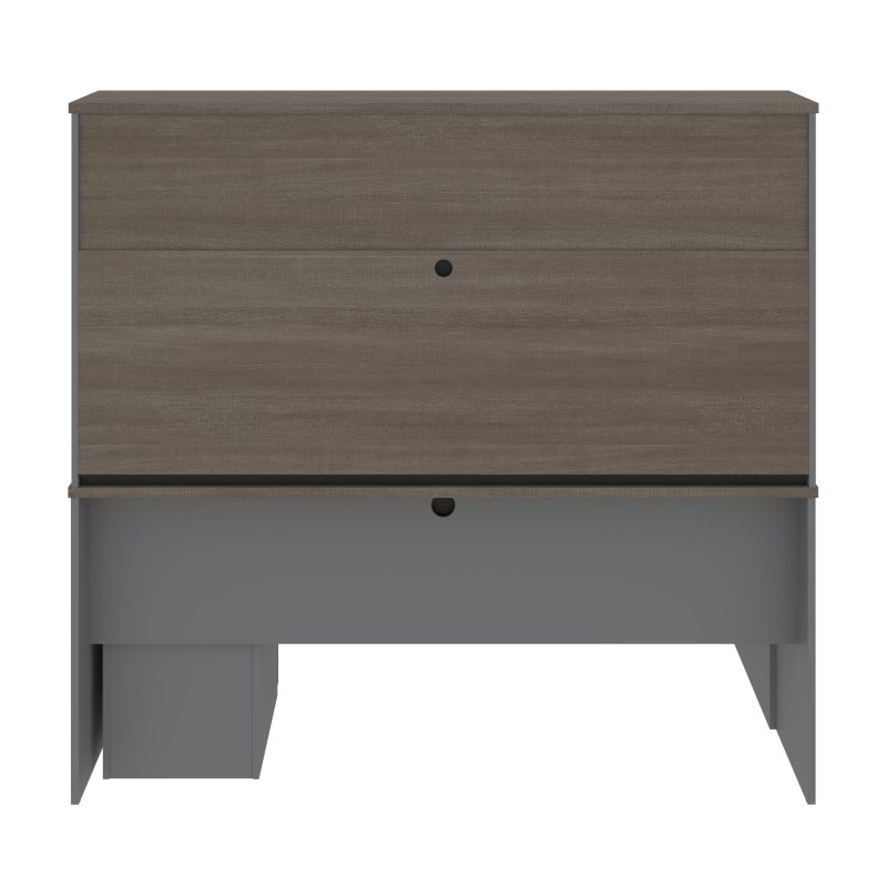 Premium L-shaped Double Pedestal Desk with Hutch in Bark Gray and Slate - Image 6