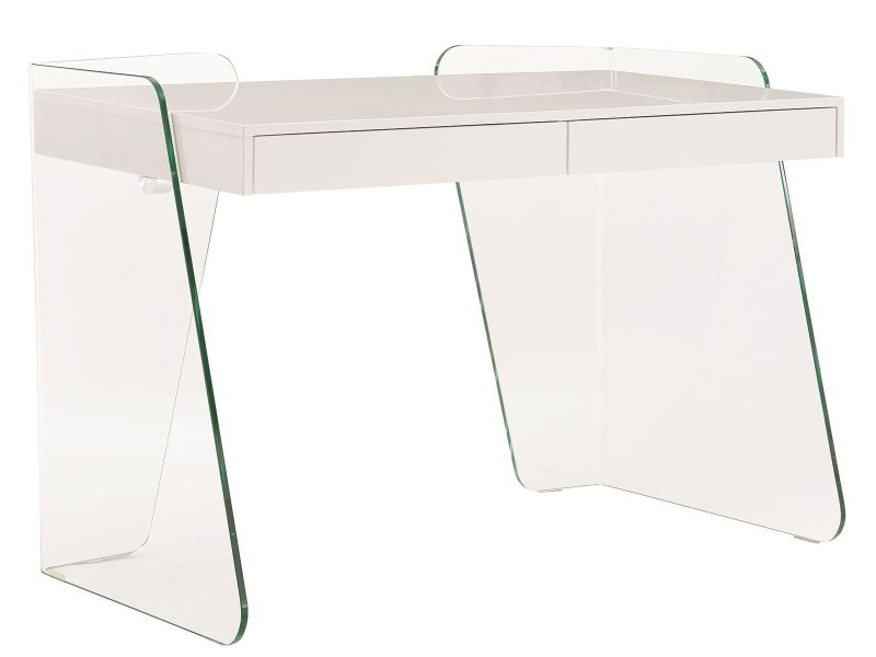 Glass-sided Office Desk with White Top and Inset Drawers - Image 3